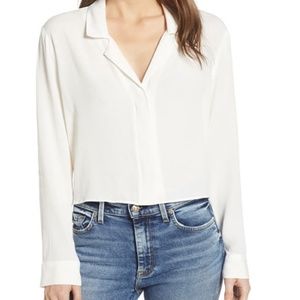 NWOT Socialite White Blouse Easy Button Front Top